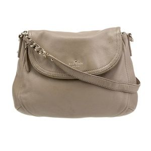 Kate Spade Hobo Shoulder Bag Gray Leather Cobble Hill Penny Fold Over Flap